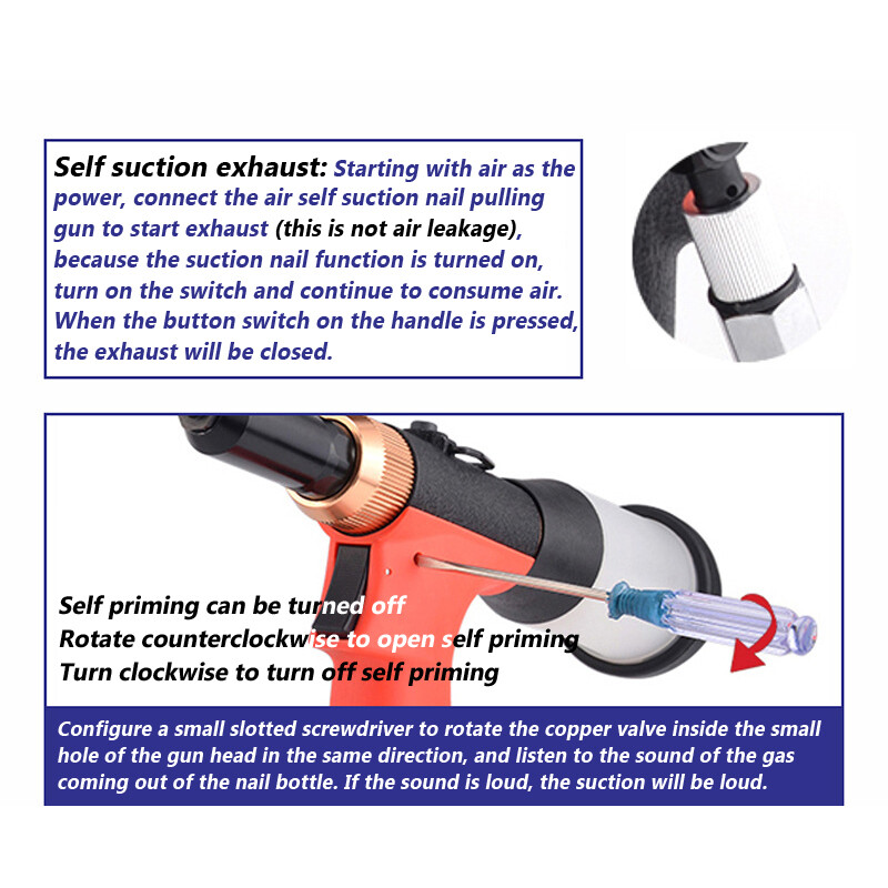 2.4-4.8mm Automatic Pneumatic Air Pull Nail Riveter Rivet Nut Gun Riveting Tool