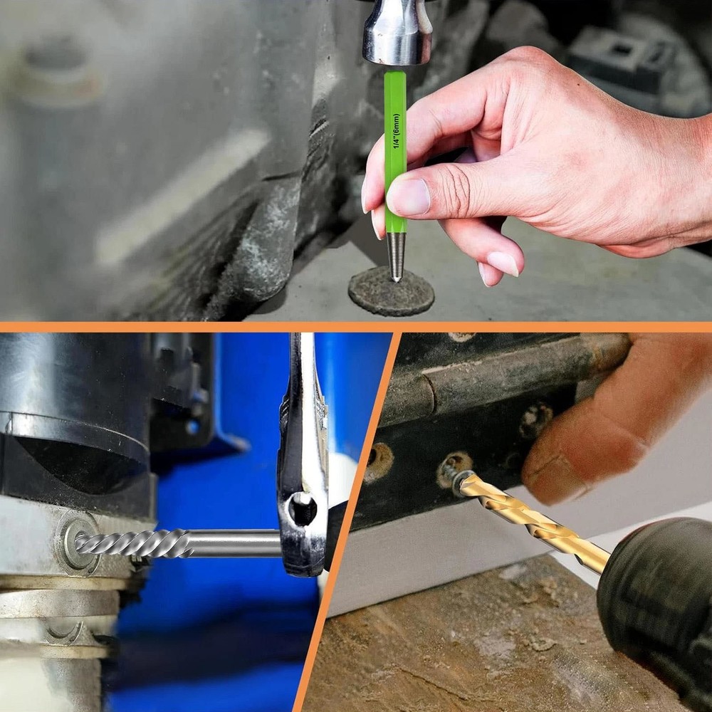 Screw Extractor Kit with CR-MO Extractor Tools & Reverse Bits for Industrial Use