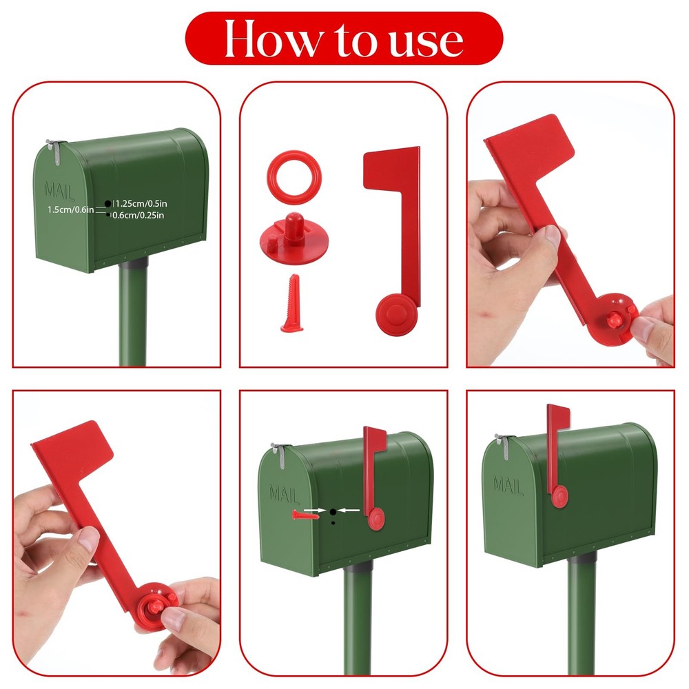 Mailbox Flag Replacement, Red Flag for Mailbox Metal Mail Box Flags Replaceme...