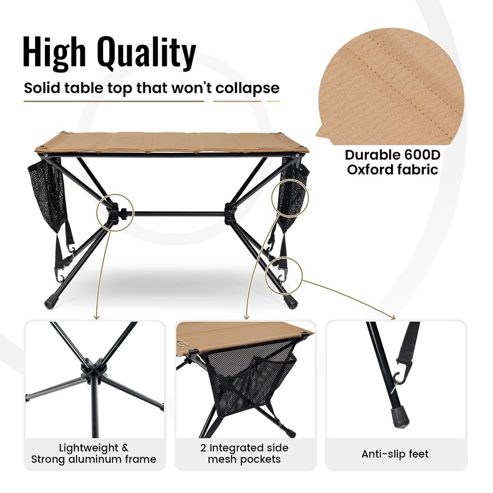 ONETIGRIS VENTARA Camping Table, Ultralight Foldable Table Sturdy Quick Setu...