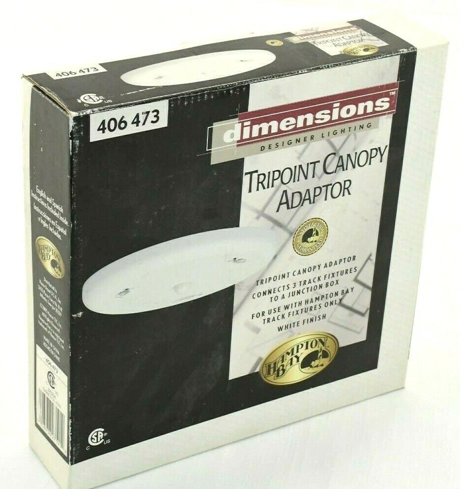 Dimensions Designer lighting Tripoint Canopy Adaptor - Hampton Bay 406473 WHITE