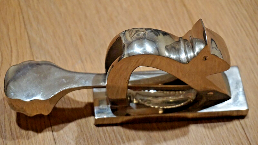 Crate & Barrel Stainless Steel Squirrel Shaped Metal Nutcracker NWOB