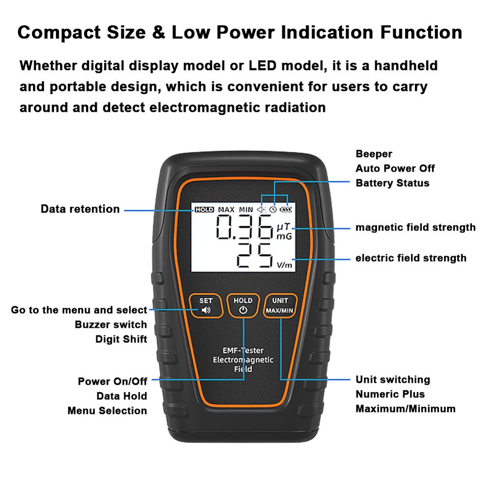 Handheld EMF Tester Portable Electromagnetic Radiation U9R7
