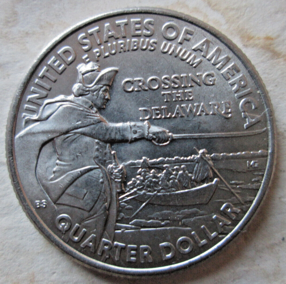 2021-P "CROSSING THE DELAWARE" REVERSE INTERIOR DIE BREAK ERROR, MS++,CIRCULATED