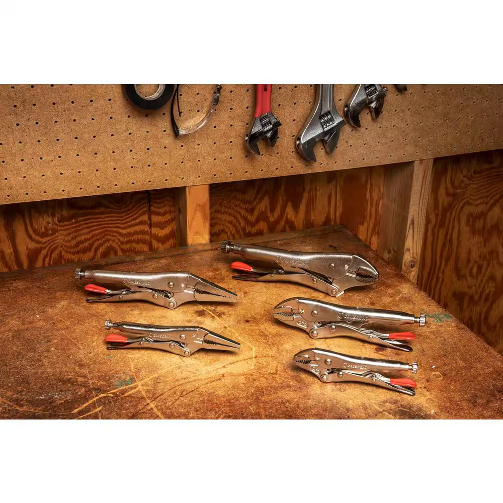 Mixed Locking Plier Set with Wire Cutter and Hex Ready Adjusting Screw (5-Piece)