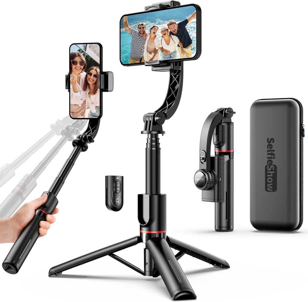 3-in-1 Selfie Stick Tripod Gimbal Stabilizer, Wireless Remote iphone, android