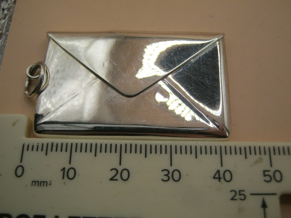 Victorian Style Birmingham Sterling Silver Double Envelope Stamp Case Box Holder