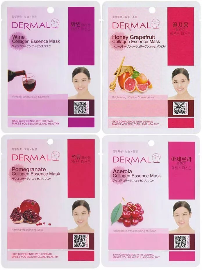 Dermal Korea Collagen Essence Full Face Facial Mask Sheet (24 Combo Pack) New