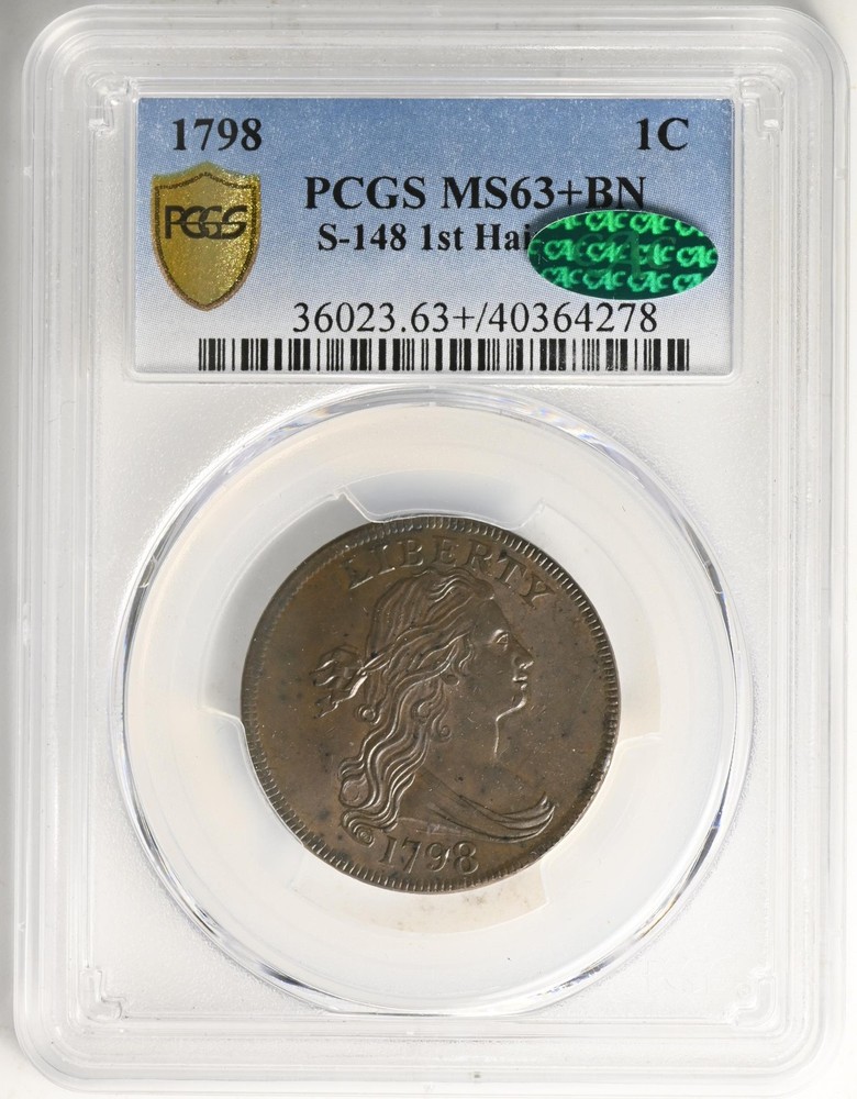 1798 DRAPED BUST 1C PCGS MS 63+ BN