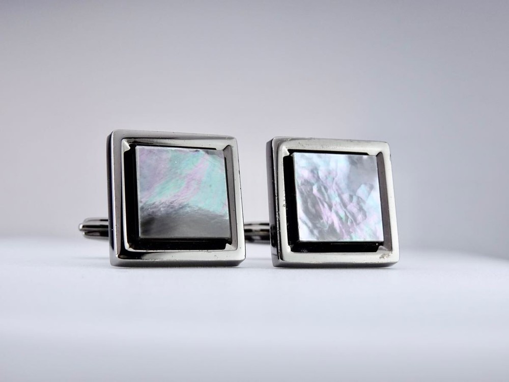 Lanvin Black Butterfly Shell Pearl Cufflinks 7-2-131