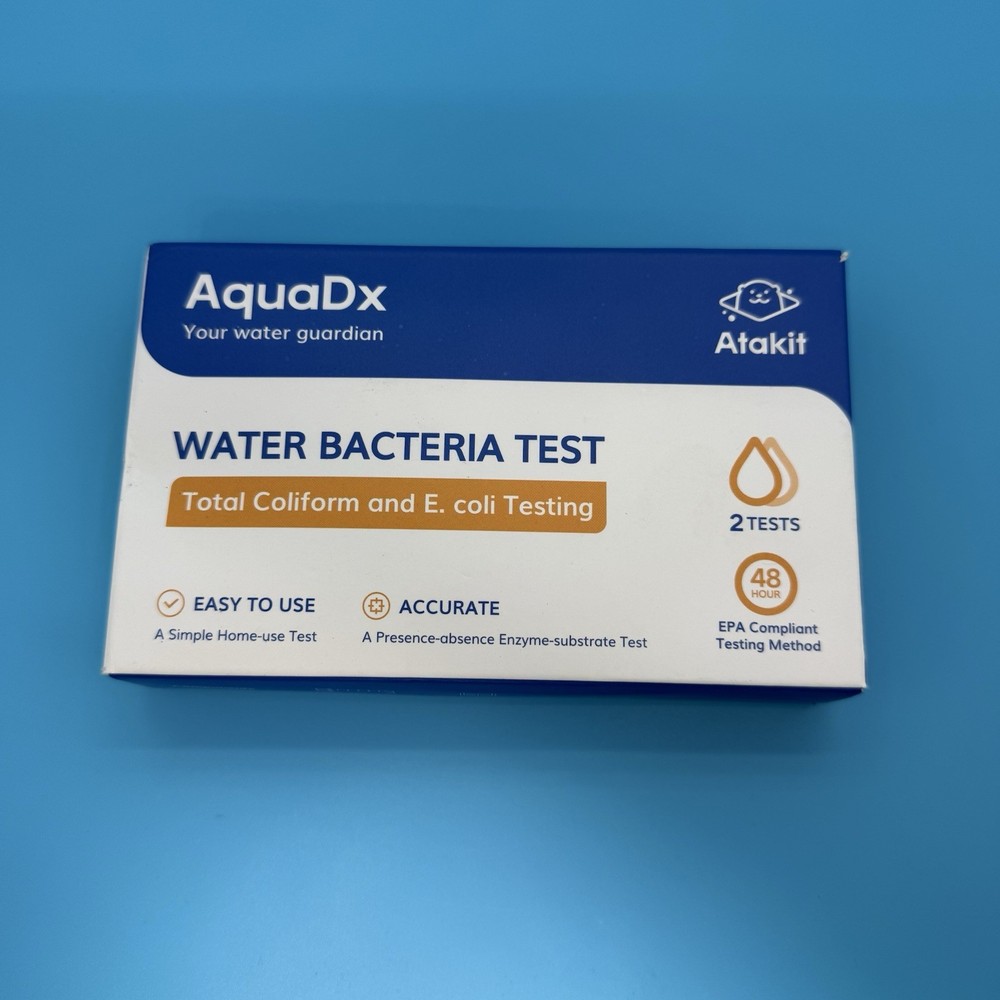 AquaDx 2 Pcs Water Bacteria Test Kit Total Coliform and E.coli Testing Blue