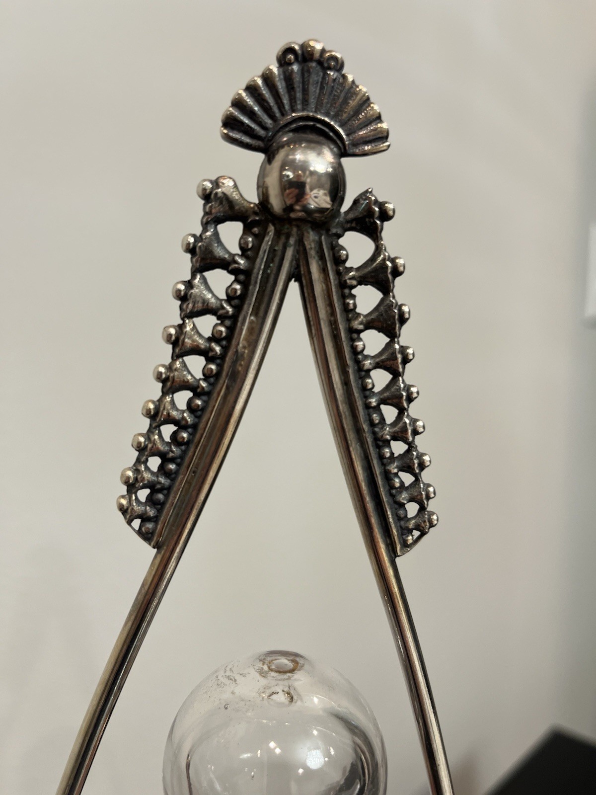 RARE Victorian Silver Plate Figural Perfume Castor Holder Cranberry Satin Glass