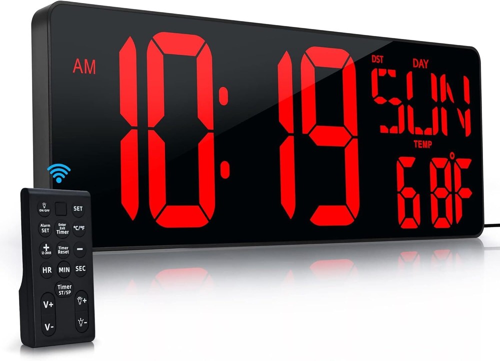 Large Digital Wall Clock With Remote Control 17.2 LED Large Display Timer With