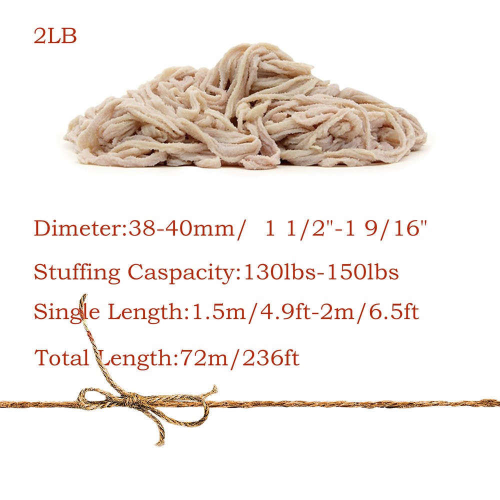 Natural Edible Sausage Casing for Home Sausage Making, Diameter 1.5"