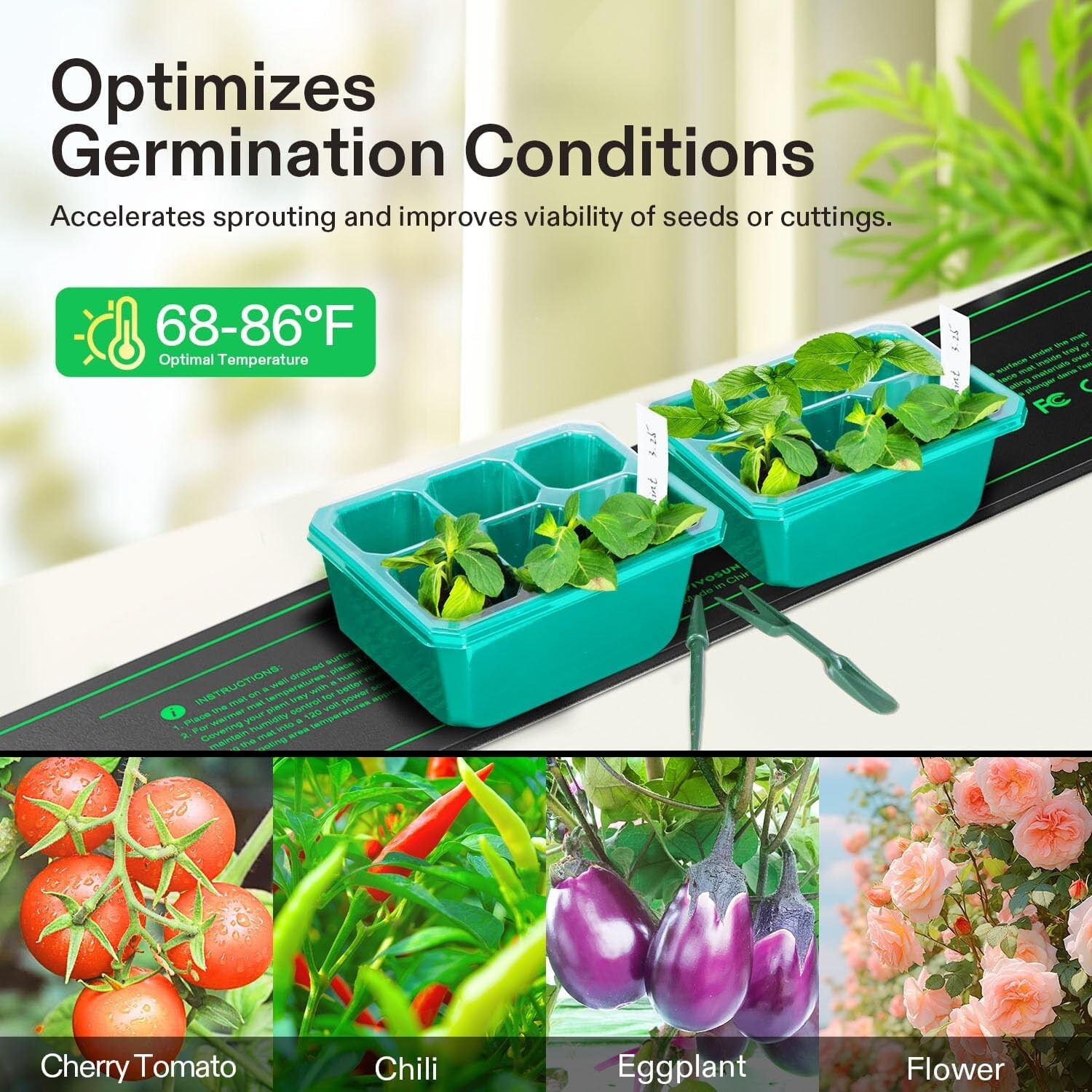 VIVOSUN Durable Waterproof Seedling Heat Mat 3" x 20" UL & MET-Certified,6.5W