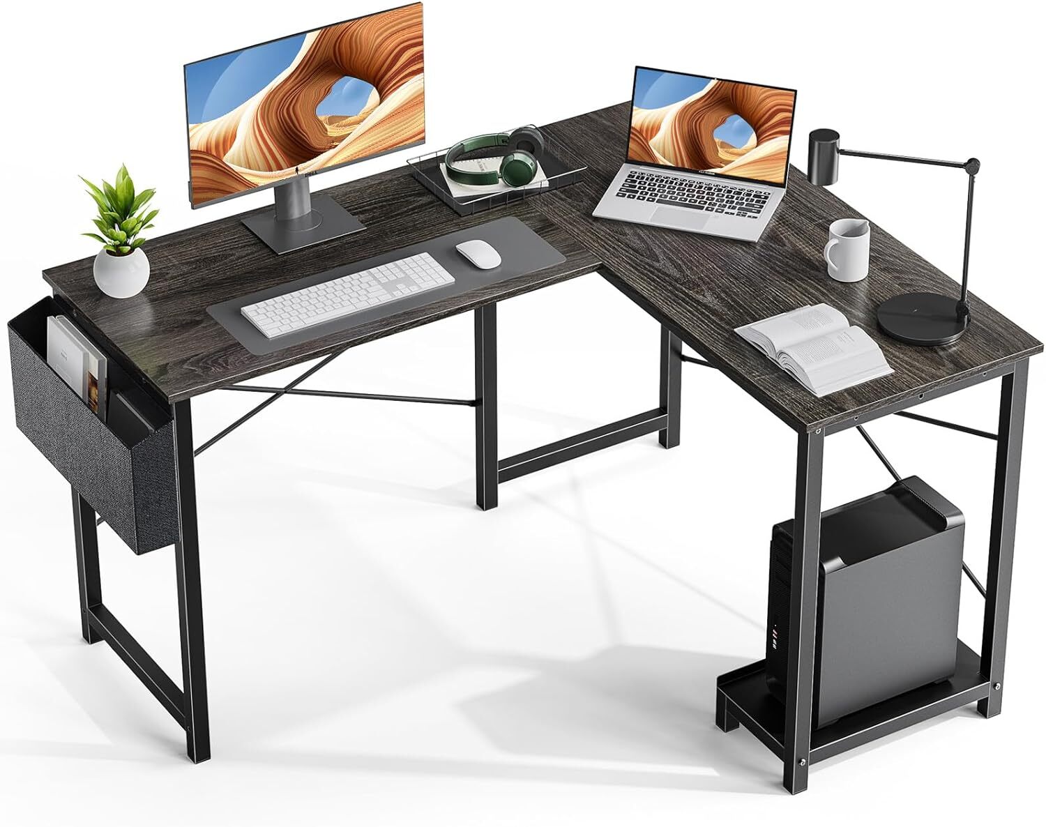 L Shaped Computer Desk Gaming Corner 50 Inch Home Office Writing PC Wooden Table