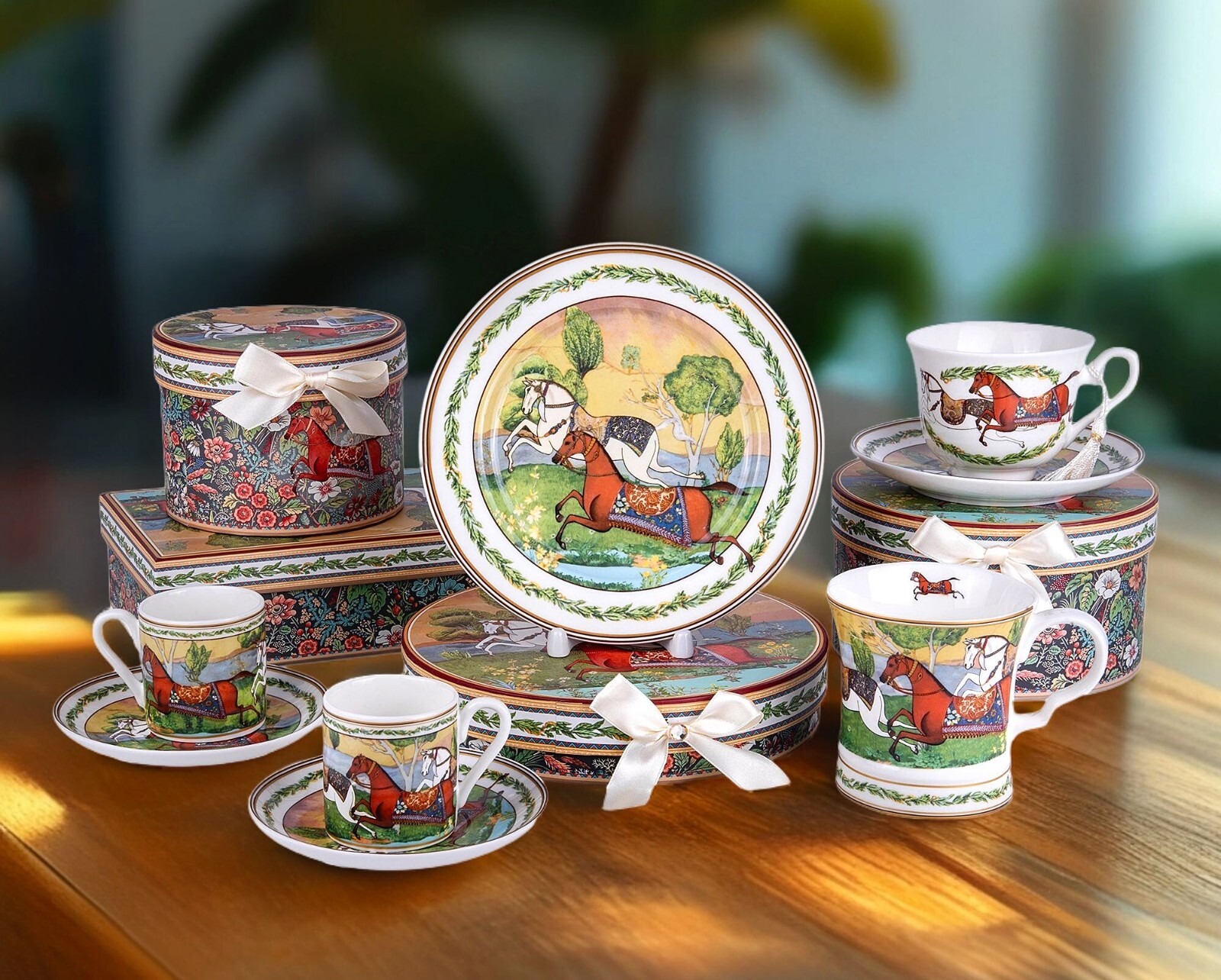 Running Horse Bone China Espresso Cup Set Luxury Demitasse Coffee Cups Set 100ml