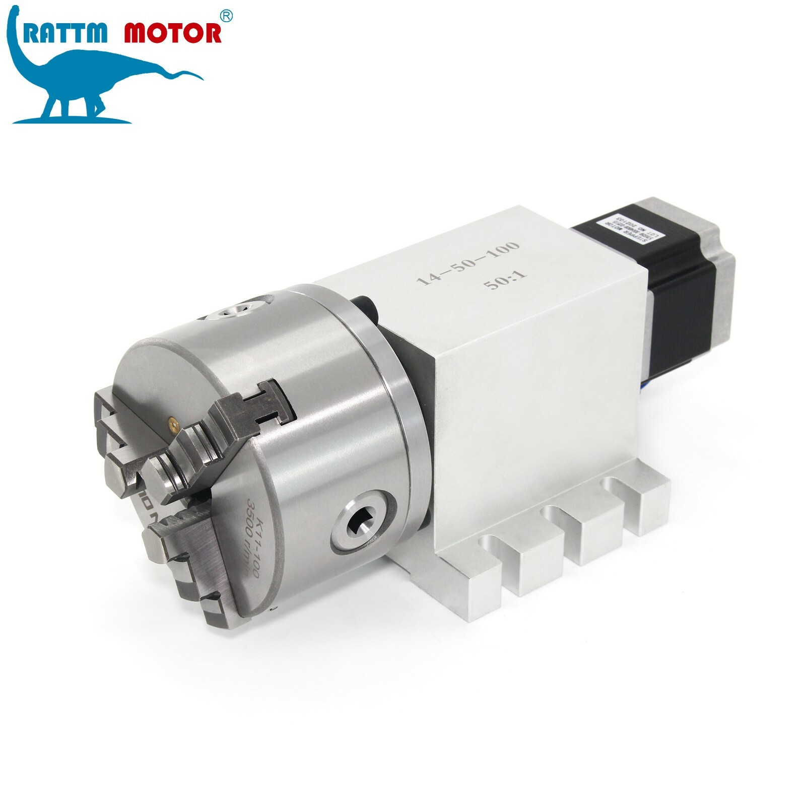 （US）Rotation 4th Axis 3 Jaw 100mm 50:1 Gapless Harmonic Zero Backlash+ Tailstock