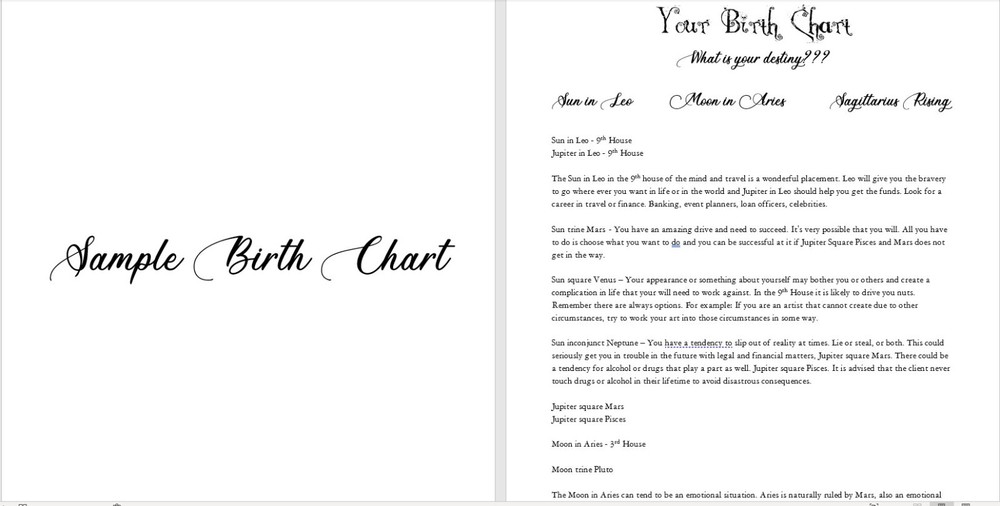 Personalized Astrological Birth Chart