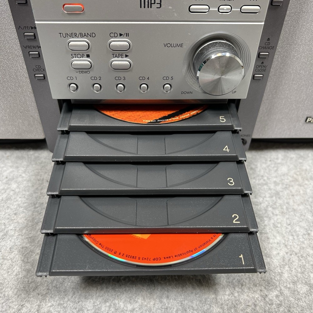 Panasonic SA-PM19 CD Stereo System 5 Disc Changer Cassette MP3 Fully Functional