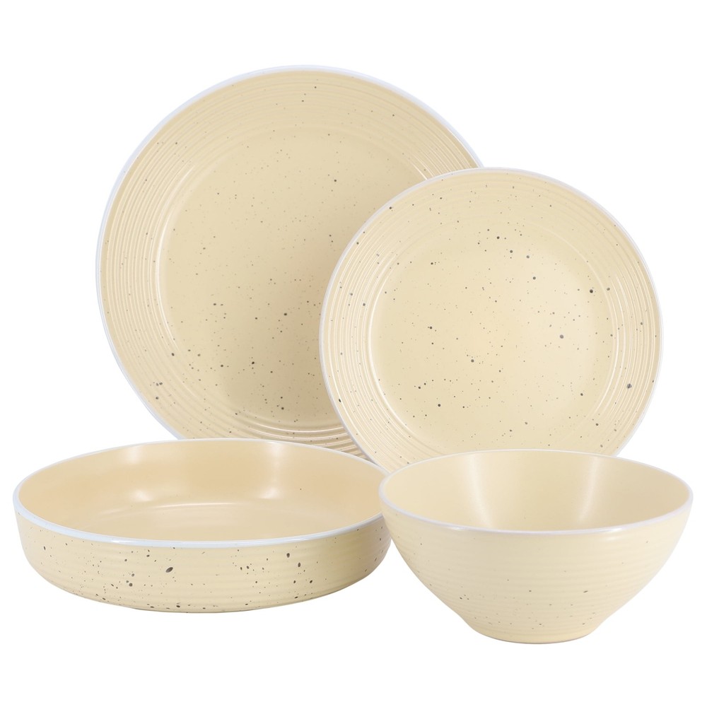 16 Piece Double Bowl Stoneware Dinnerware Set