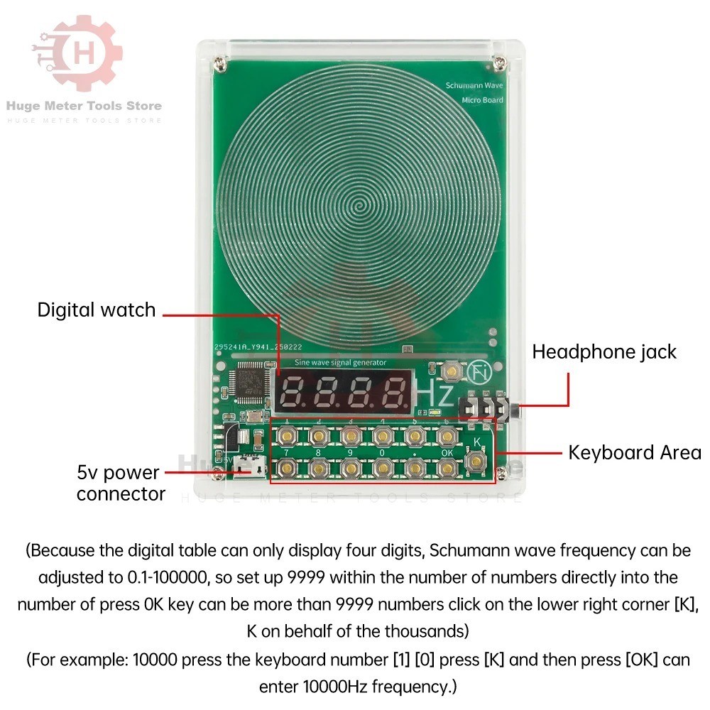 For Schumann Wave Generator Pulse Sine Frequency+Audio Output Connector+Case