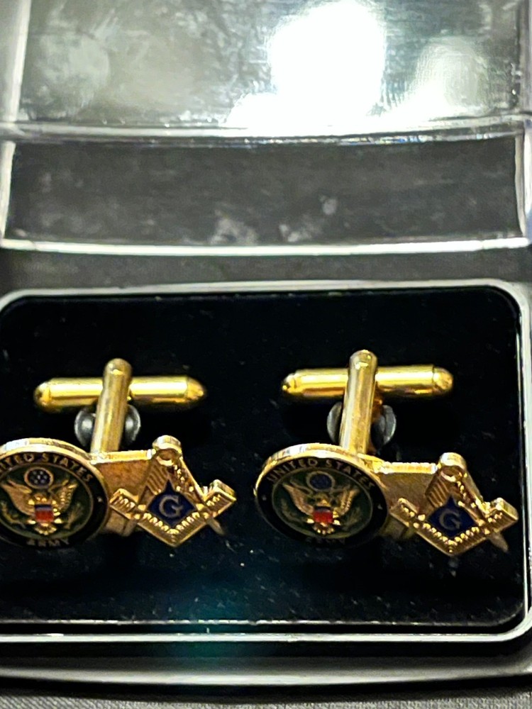 Master Mason  US Army Square Compass Cufflinks Freemasonry Fraternity NEW!