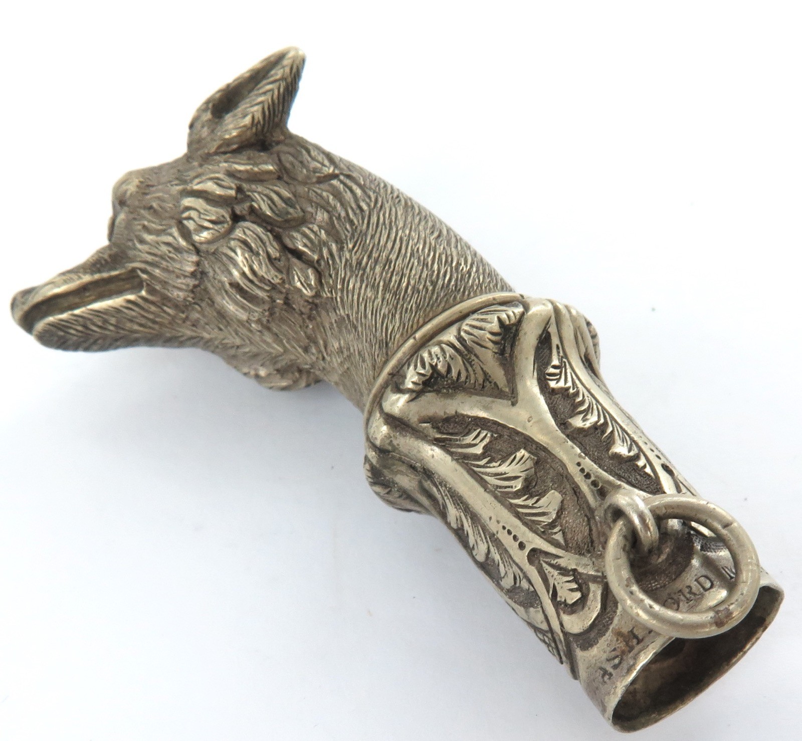 1800s Superb Fox Hunt Theme Riding Crop Finial by "Ashford, Maker to The Queen"