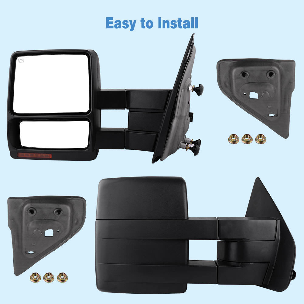 Tow Mirrors for 2004-2006 Ford F150 F-150 Power Heated Puddle Light Turn Signals