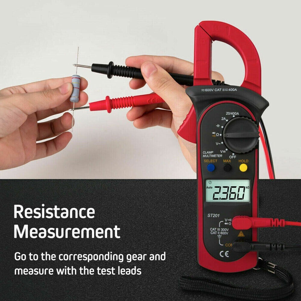 Handheld True RMS Digital Clamp Meter Multimeter AC Volt Amp Ohm Cap Tester