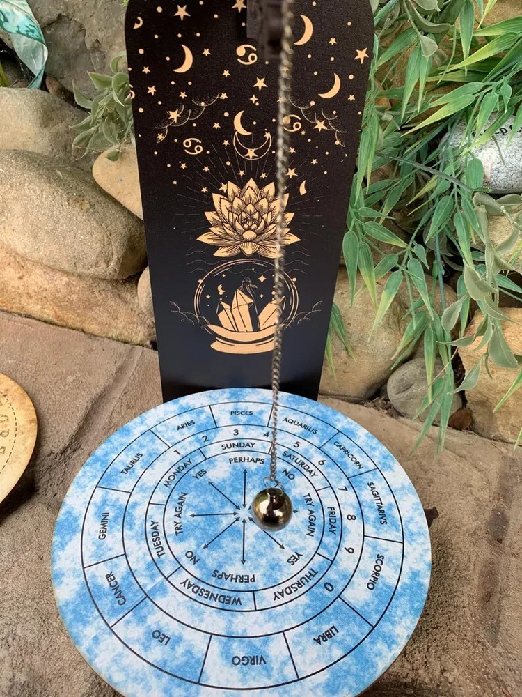Handmade Dowsing Set Five Pc, Pendulum Divination Mat, Dowsing Kit, 3 Divination