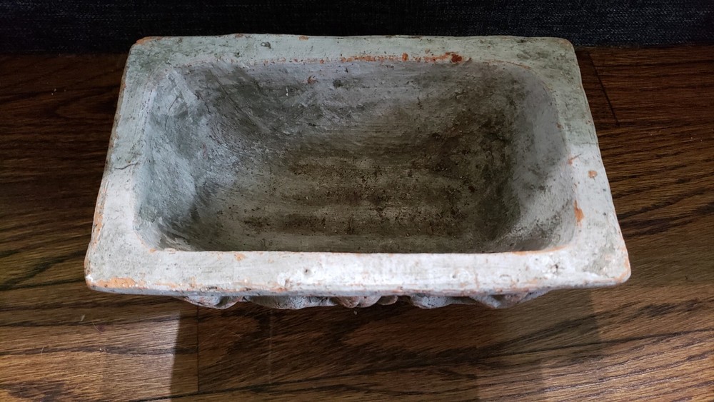 VINTAGE rectangular Small Patina Vase Baroque Style