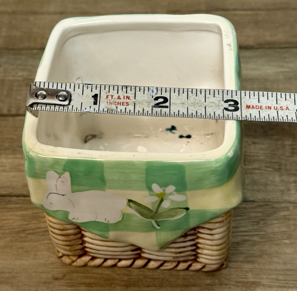 Vintage Easter Bunny Spring 3D Basket & Box WCL Ceramic Set Cottagecore Tabletop