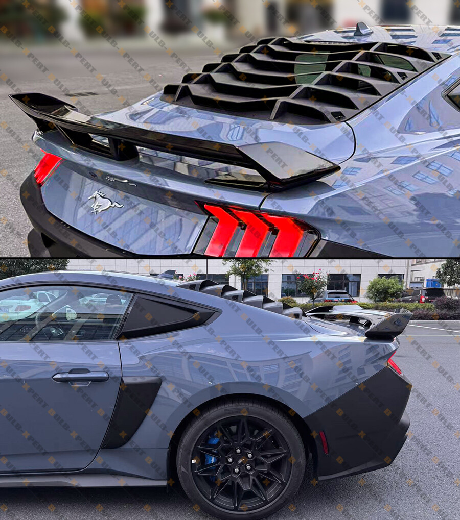 For 24-25 Ford Mustang AMPP 2pc Matte Black Rear Window Windshield Louver Cover