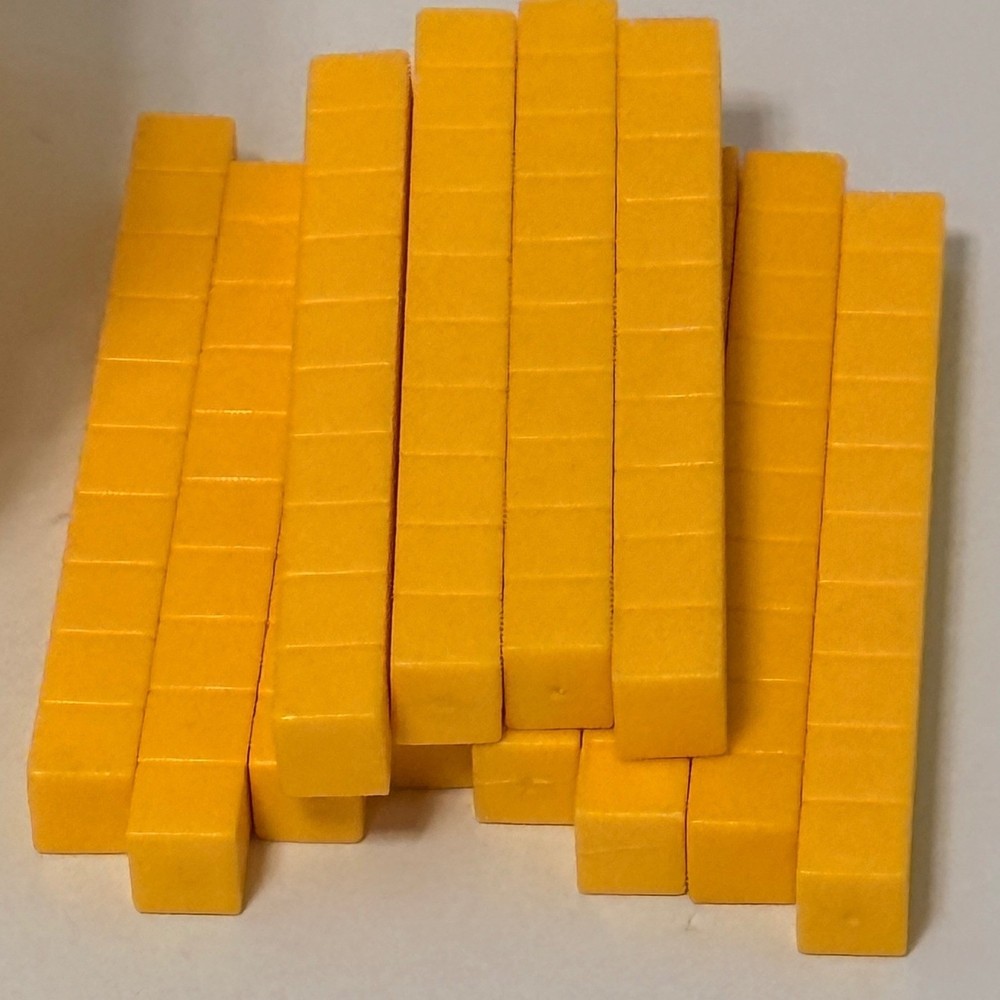 Base Ten Blocks Math Manipulatives Set Yellow Plastic Place Value Set
