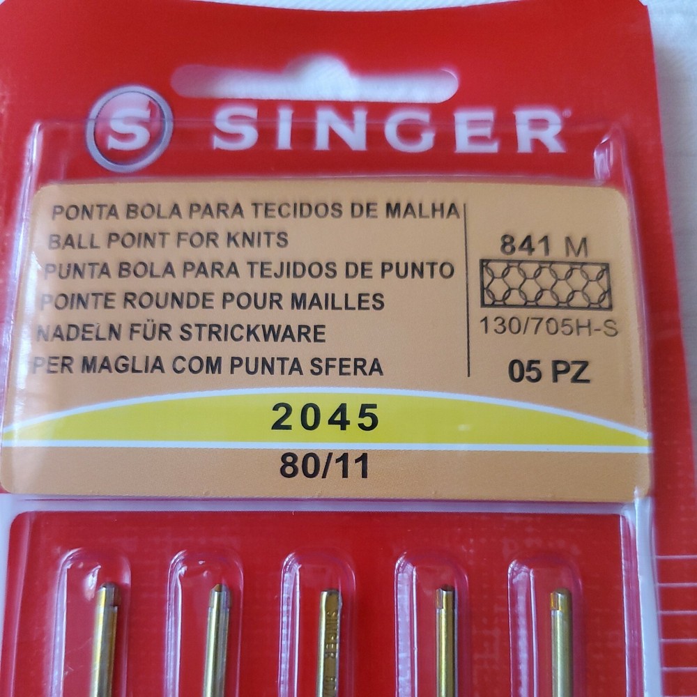 Singer Ball Point for knits Machine Needles-Sizes 11/80 5pcs