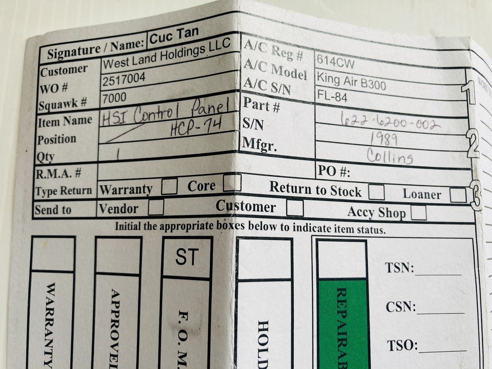 Collins HSI CONTROL PANEL 622-6200-002 Aviation