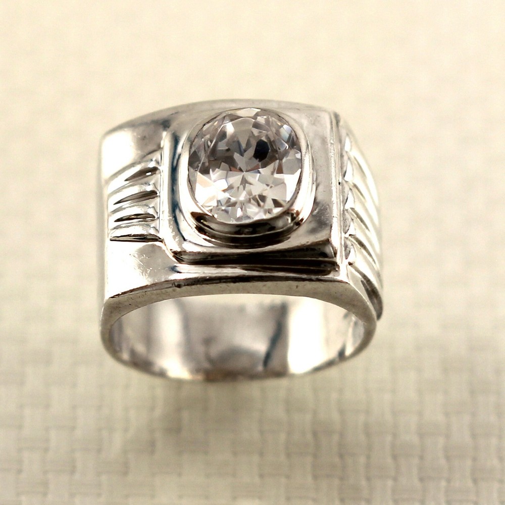 Solid Sterling Silver .925 Handmade Cubic Zirconia Solitaire Ring TPJ
