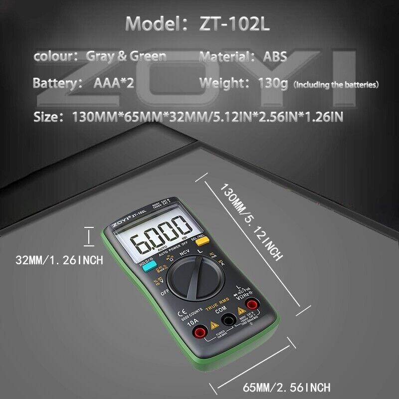 Digital Multimeter 6000 Auto Range AC/DC Ammeter Volt Backlight 60H LCR Tester