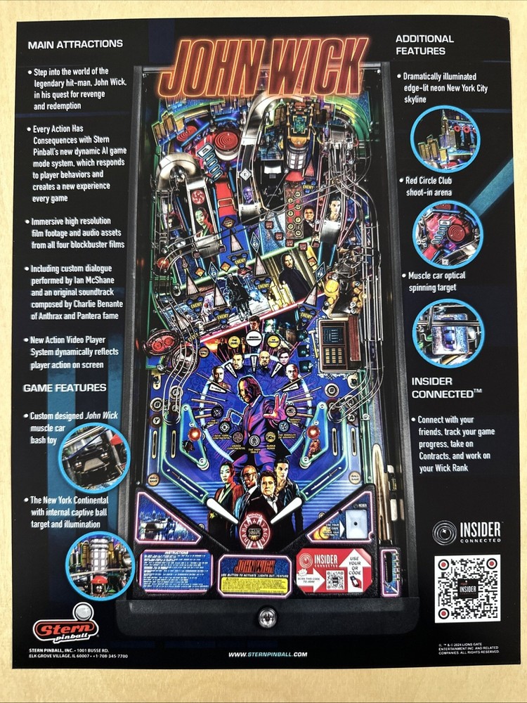 Stern John Wick Pro Pinball Flyer