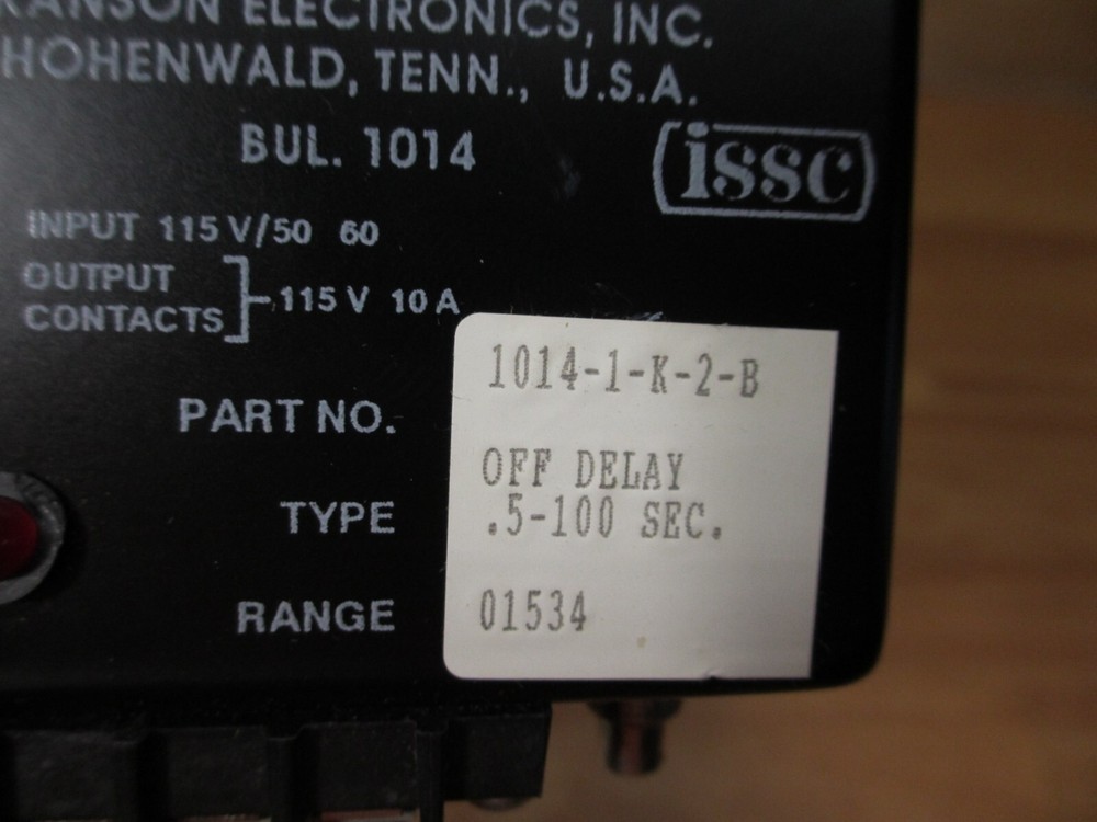 ISSC Kanson 1014-1-K-2-B *NEW* Solid State Timer Off Delay .5-100 Sec B Output