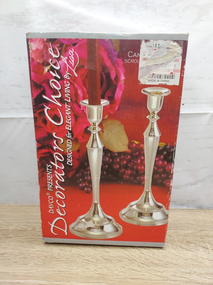 Davco Silverplate Taper Candle Candlesticks Elegant Scroll Design Table Decor