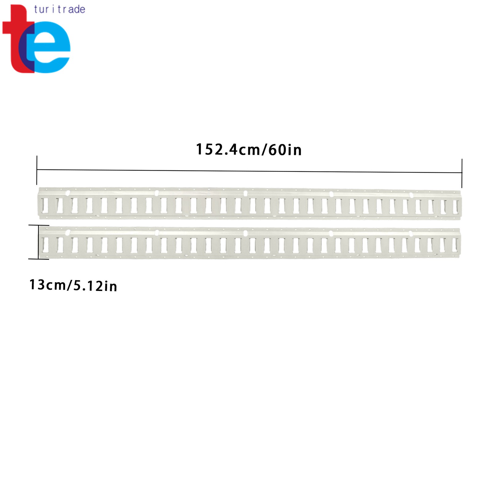Set of (8) Galvanized Steel 5' Horizontal E-Track Rails for Trailer/Truck/Van