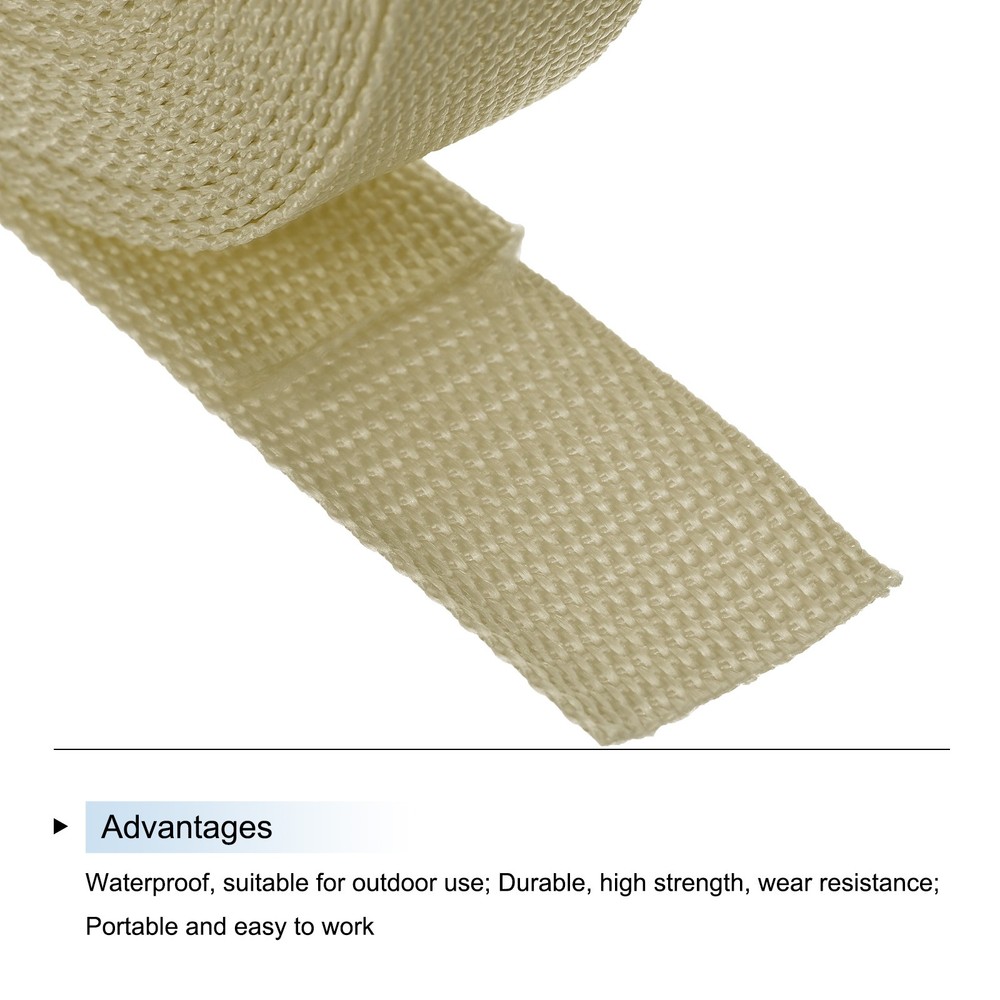Lightweight Polypropylene Webbing Strap 3.8cm 10 Yard Light Khaki