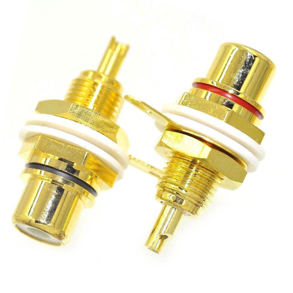 10 RCA Female Chassis Panel Mount Jack Socket Bulkhead Connector 24K Gold Plated