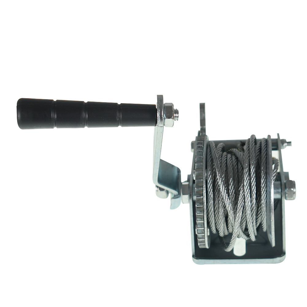 800lbs Hand Winch Hand Crank Strap Gear Winch ATV Boat Trailer With 26ft Cable