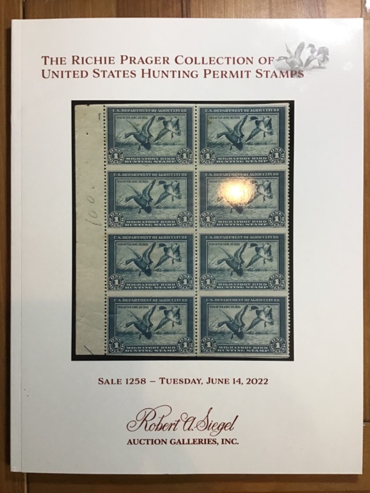 Siegel Sale 1258 The Richie Prager Collection of US Hunting Permit Stamps