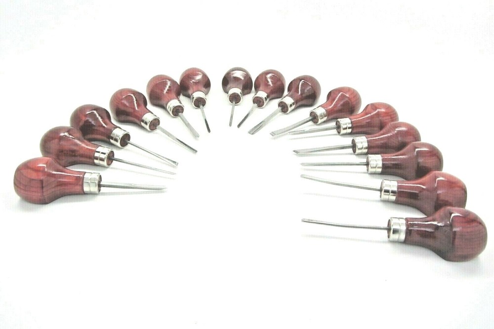 15pc Woodcarving Tools Gunsmith Palm Gouges Chisels Parting Veiner RAMELSON USA