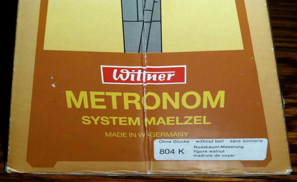 Wittner Metronome Model 804 K Germany - Boxed, Working, Plastic Walnut Grain
