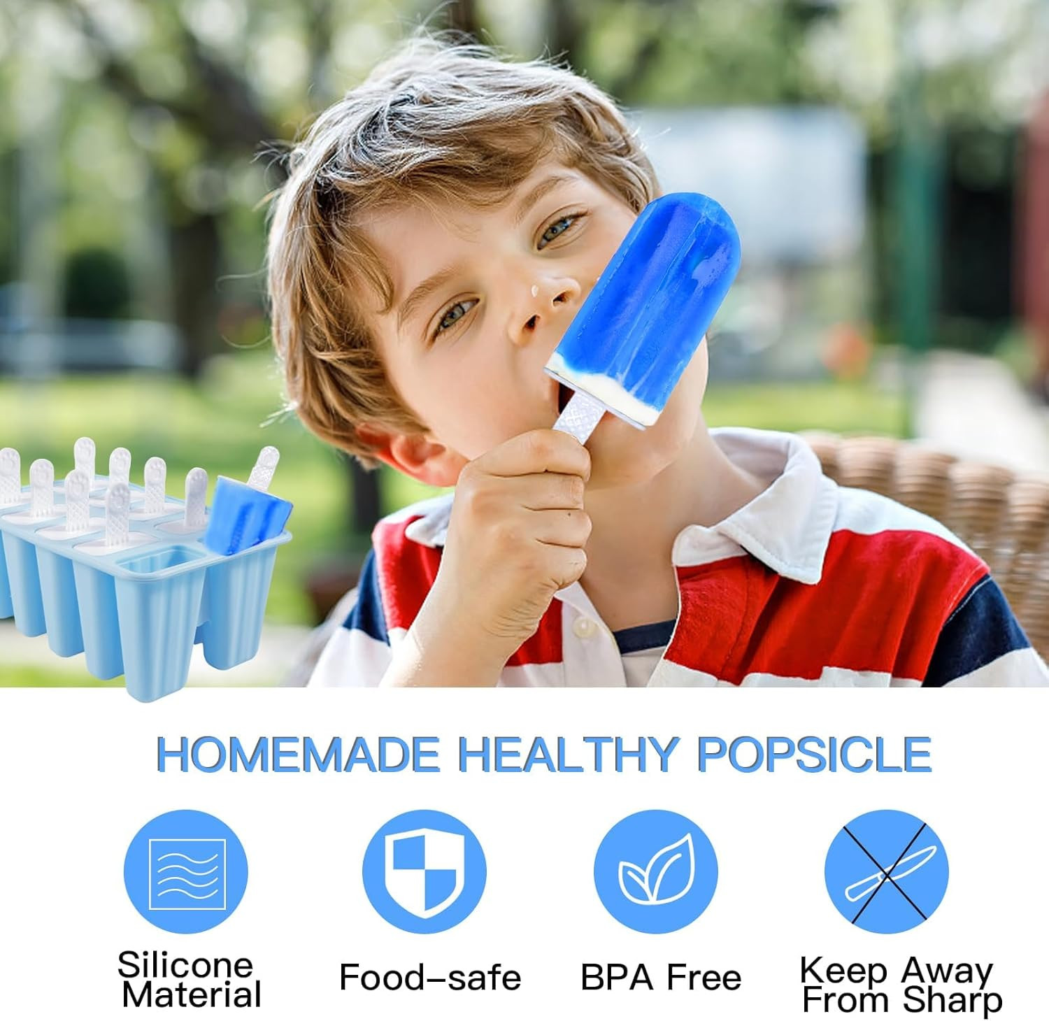 10-Cavity Silicone Popsicle Molds DIY Ice Pop Maker Ice Crea Molds